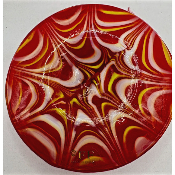 Fitz & Floyd Summer in Paris 2004 Art Glass Menagerie Small Red White Yellow Hat - Picture 2 of 7